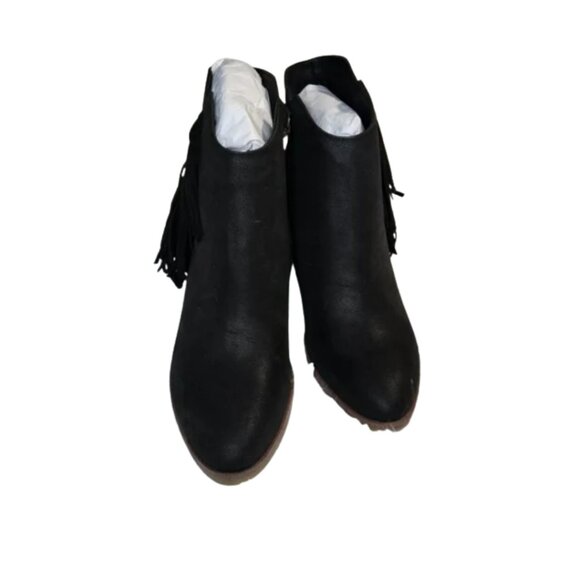 NWOB MIA Black Ankle Boots with Fringe Size 8 - Picture 8 of 9